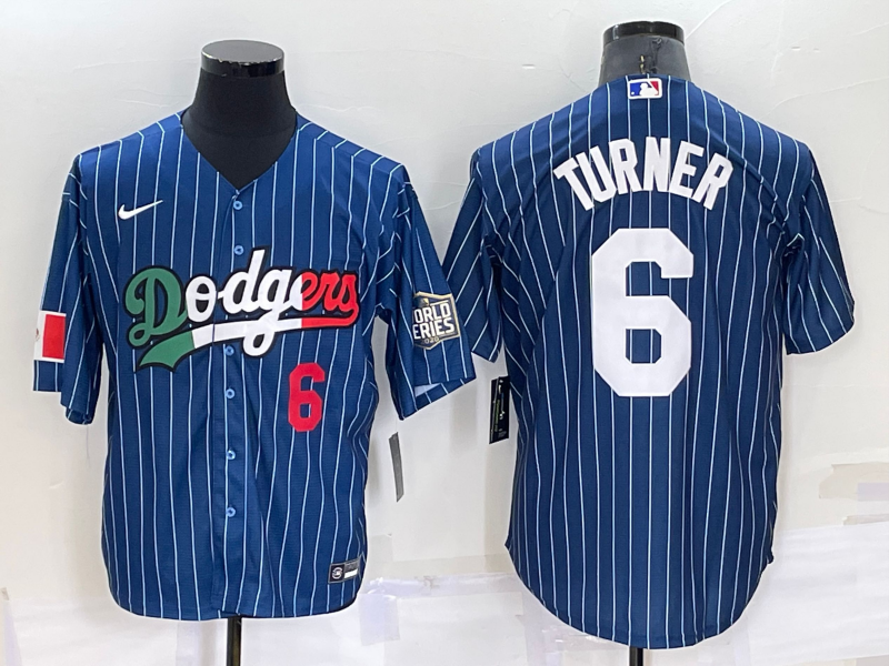 Men's Los Angeles Dodgers #6 Trea Turner Navy Mexico World Series Cool Base Stitched Baseball Jersey Men's Los Angeles Dodgers #6 Trea Turner Navy Mexico World Series Cool Base Stitched Baseball Jersey